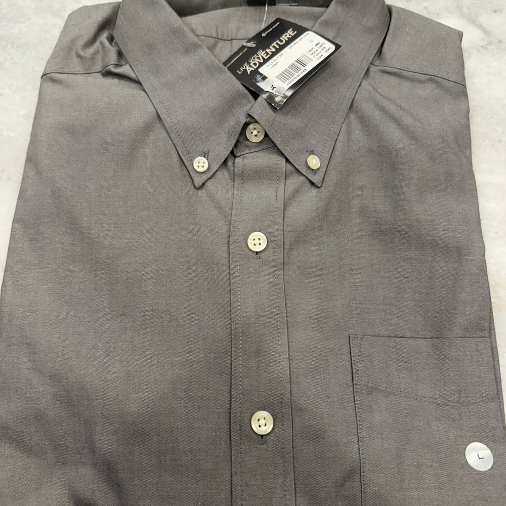 Eddie Bauer Gray Casual Button Down Shirt size L, NWT